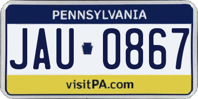 PA license plate JAU0867