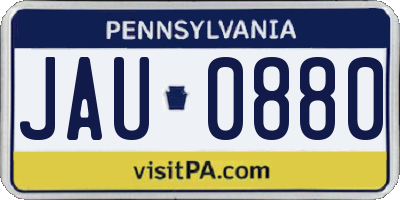 PA license plate JAU0880