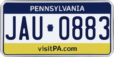 PA license plate JAU0883
