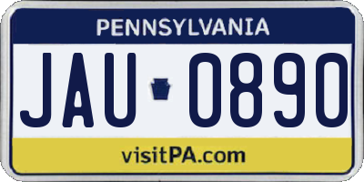 PA license plate JAU0890