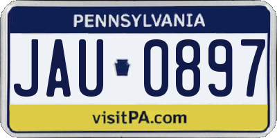 PA license plate JAU0897