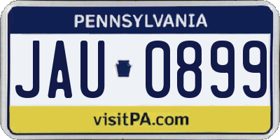 PA license plate JAU0899