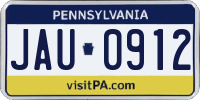 PA license plate JAU0912