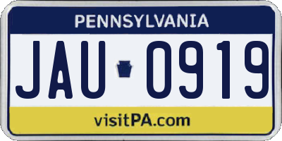 PA license plate JAU0919