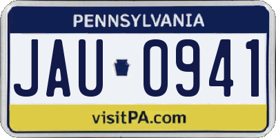 PA license plate JAU0941