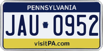 PA license plate JAU0952