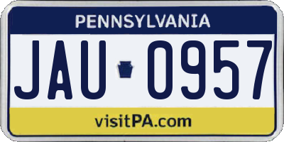 PA license plate JAU0957