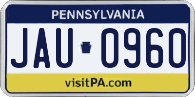 PA license plate JAU0960