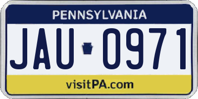 PA license plate JAU0971