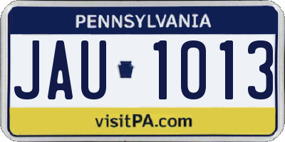PA license plate JAU1013