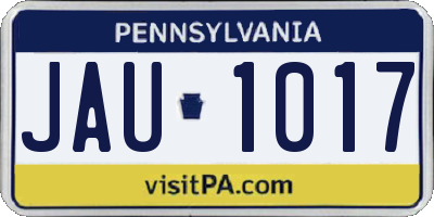 PA license plate JAU1017