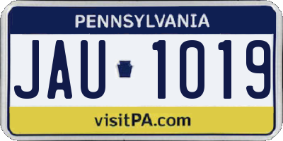 PA license plate JAU1019