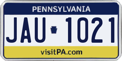 PA license plate JAU1021