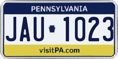 PA license plate JAU1023