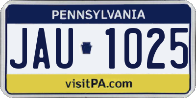 PA license plate JAU1025
