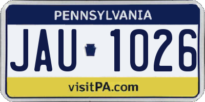 PA license plate JAU1026