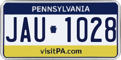 PA license plate JAU1028