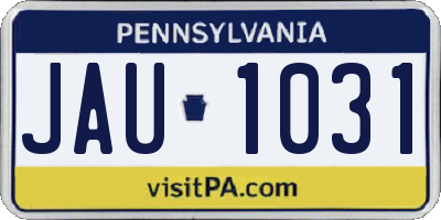 PA license plate JAU1031