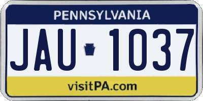 PA license plate JAU1037