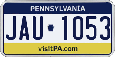 PA license plate JAU1053