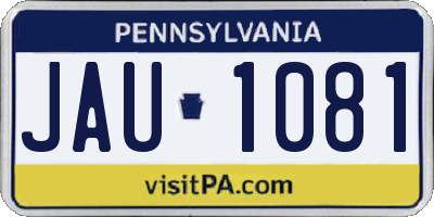 PA license plate JAU1081