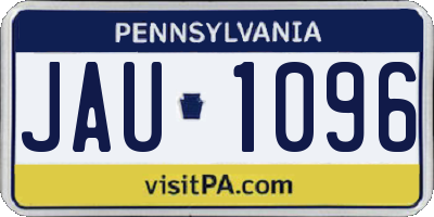 PA license plate JAU1096
