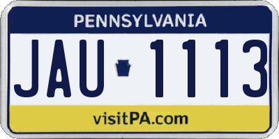 PA license plate JAU1113