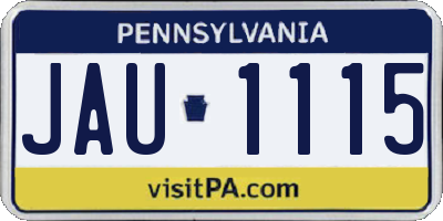PA license plate JAU1115