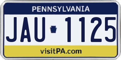 PA license plate JAU1125