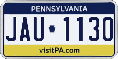 PA license plate JAU1130