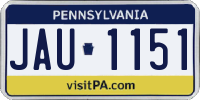 PA license plate JAU1151