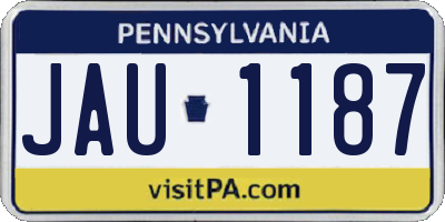 PA license plate JAU1187