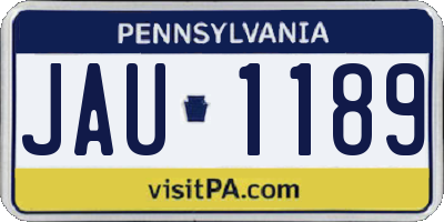 PA license plate JAU1189