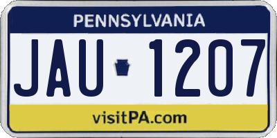 PA license plate JAU1207