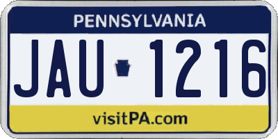 PA license plate JAU1216