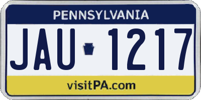 PA license plate JAU1217
