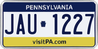 PA license plate JAU1227
