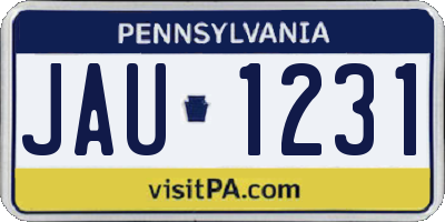 PA license plate JAU1231