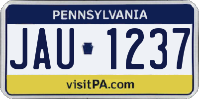 PA license plate JAU1237