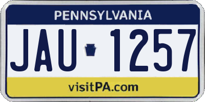 PA license plate JAU1257