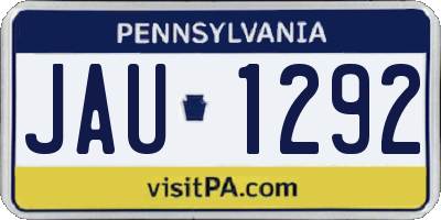 PA license plate JAU1292