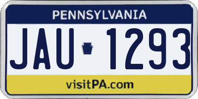 PA license plate JAU1293