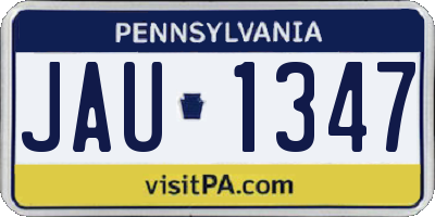PA license plate JAU1347
