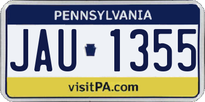 PA license plate JAU1355