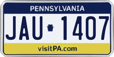 PA license plate JAU1407