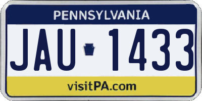 PA license plate JAU1433