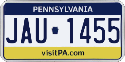 PA license plate JAU1455