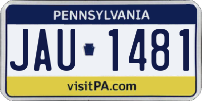 PA license plate JAU1481