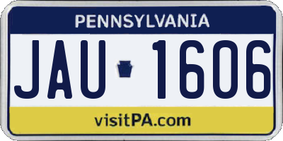 PA license plate JAU1606
