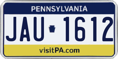 PA license plate JAU1612